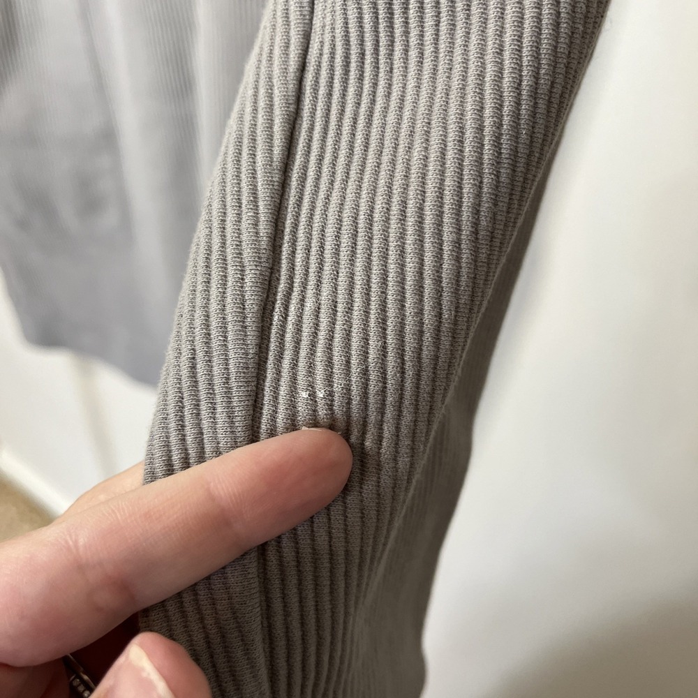 Garnet Hill Organic Cotton Ribbed Cocoon Dress Medium Grey Taupe Pockets - Picture 8 of 12